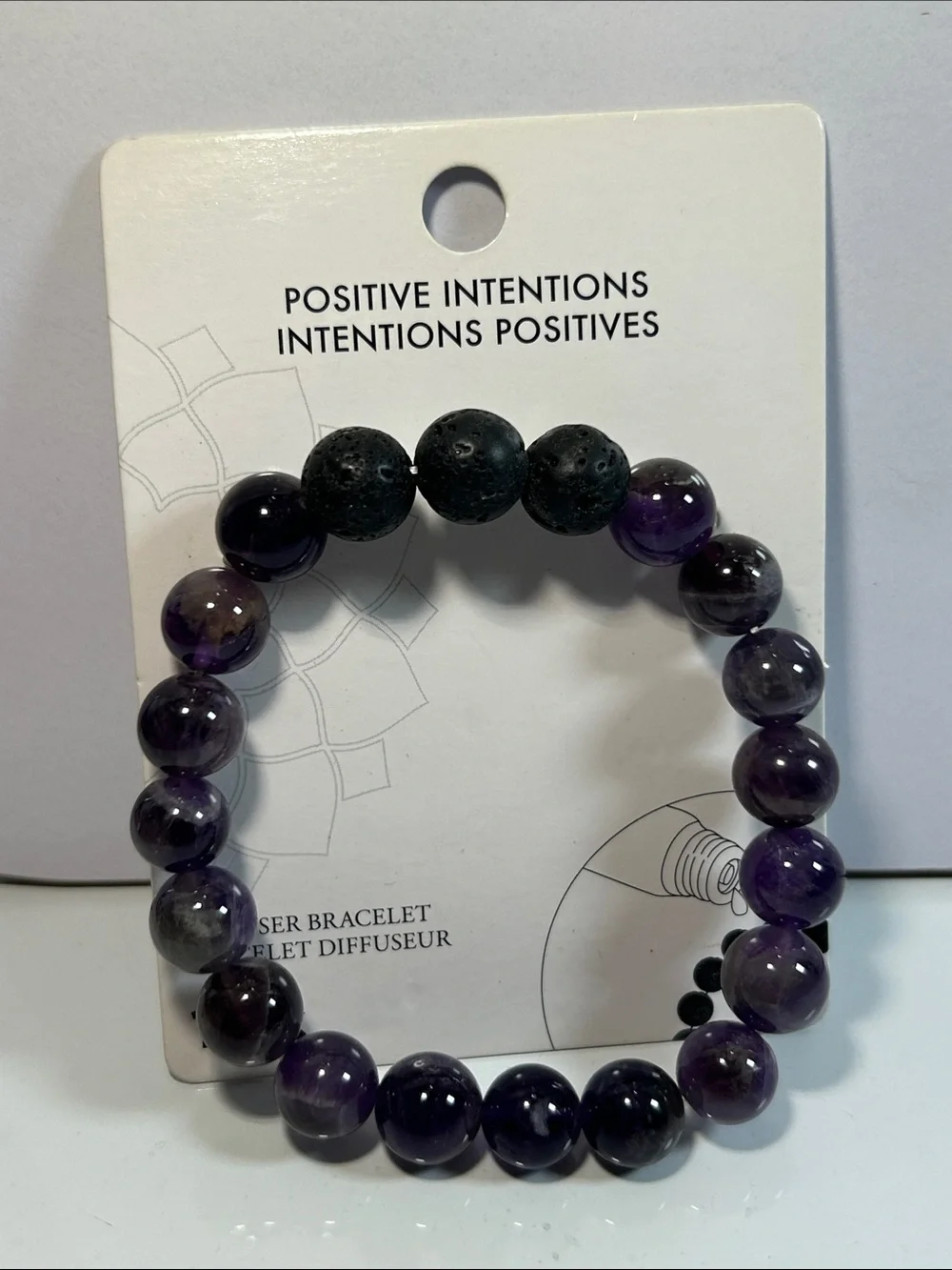NWT Genuine Amethyst Quartz Gemstone Bead Aromatherapy Bracelet